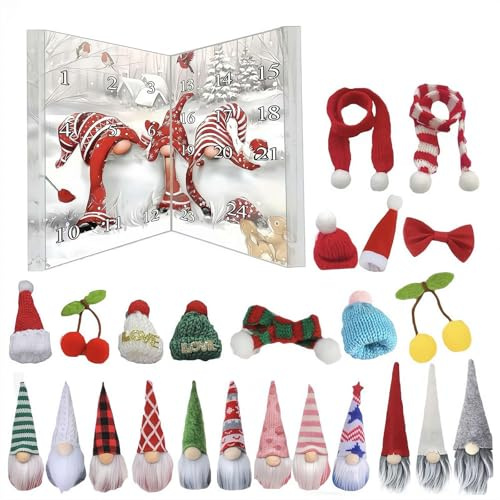 Wichtel Weihnachten Adventskalender 2025, Weihnachten Adventskalender mit 24 Sammlerstück Wichtel Puppen, Plüsch Santa Little People Figur Ornamente Xmas Dekoration Zwergpuppen für Urlaub (Weiß B)