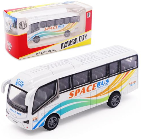 FCXVXCL Giocattolo Veicoli,Metallo Pressofuso Giocattoli Per Auto Autobus Giocattolo Modellino Veicolo Pneumatici Realistici Giocattoli per Bambini Regalo di Compleanno Bianco