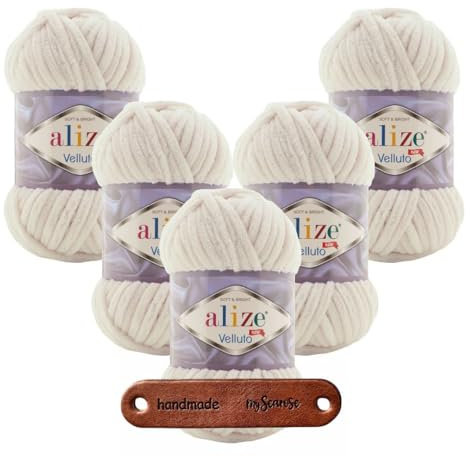 ALIZE 5 x 100g Velluto 599 Premium Wolle Chenillegarn kuschelweich Amigurumi Plüschtiere Bulky Babywolle Filzwolle Samtwolle mit mySearose Label