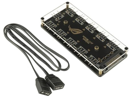 HUAREW ARGB Splitter Hub, Hub de ventilador de PC de 5 V y 3 pines, concentrador de 10 puertos con cable de extensión de 3 pines para ampliar la interfaz ARGB de la placa base