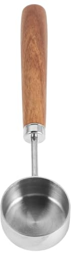 jojofuny Cuillère Doseuse en Acier Inoxydable 15 Ml avec Manche en Bois de Noyer Cuillère à Café pour Thé en Vrac et Expresso Ustensile Cuisine pour Poudres et Grains Usage Maison