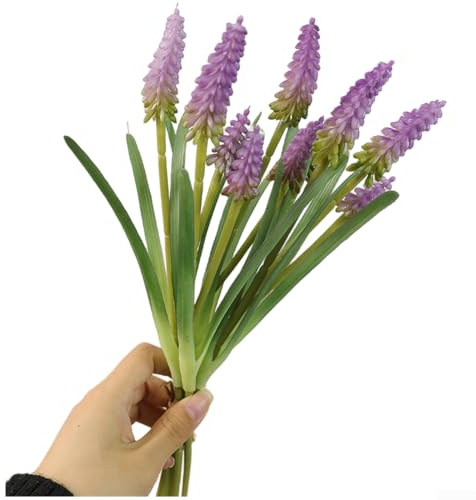 Ramo de flores artificiales de jacinto, tallo flexible, colores vibrantes, 32 cm de alto, para decoración del hogar y boda (morado claro)