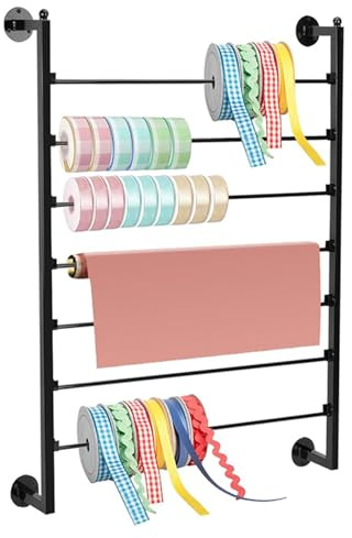 7-stufiger Wand-Bandhalter aus Metall für Schleifen und Geschenkbänder