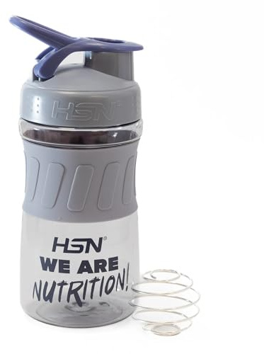 HSN Slim Shaker We Are Nutrition! Libre de BPA | 550ml | Morado | Vaso Mezclador con Banda de Silicona Antideslizante y Bola de Acero Inoxidable | Cierre Hermético | Fácil Limpieza