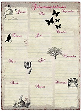 INTERLUXE KALENDER Metall GEBURTSTAGSKALENDER * JAHRESZEITEN * Wandkalender