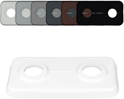 FUX 5 stycken dubbel värmerör ros, 12 mm – 21,3 mm, 2 delar, uppvärmning, rörskydd, täckrosetter, beklädnad, radiator rosetter, vit polypropen, vit (15 mm)