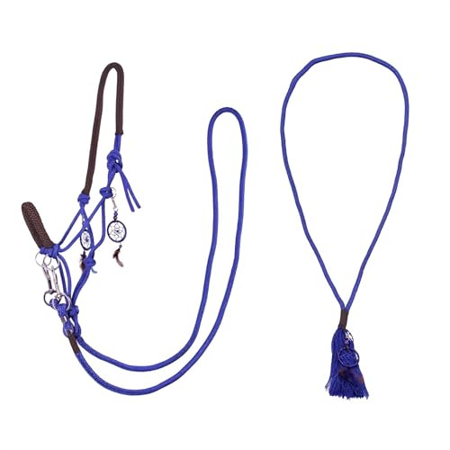 ARBO-INOX Knotenhalfter-Set mit Zügel & Halsring – Vielseitiges Bodenarbeit- und Reittraining – Blau (Extra Full)