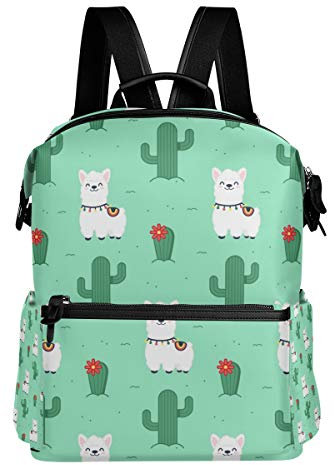 MONTOJ Alpaka-Muster im flachen Stil Leder Reisetasche Campus Rucksack