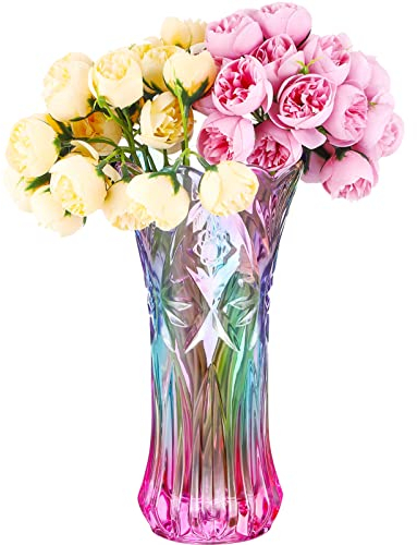 Kristallglasvase Regenbogen Phoenix-Schwanzform–Dekorative Große Glasvase für Blumenarrangements|Bunte Tischdekoration für Weihnachten, Herbstfest & Abendessen|Künstlerisches Design aus Stabilem Glas