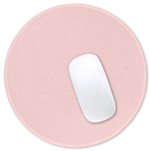 Hsurbtra Tappetino per Mouse Rosa, Rotondo di Alta Qualità, 22 x 22 cm, Bordo Cucito, Antiscivolo, Impermeabile, Carino per Ufficio, Casa, Gioco