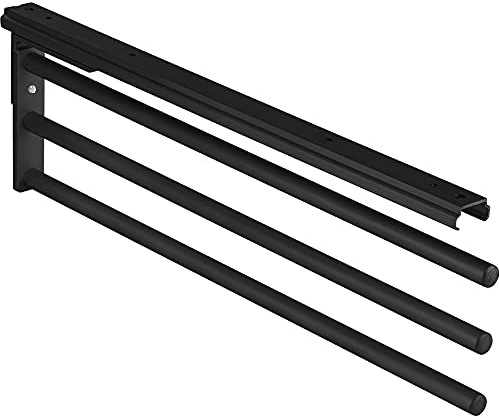 Gedotec Handtuchhalter ausziehbar 3-armig - Handtuchauszug schwarz H6008 - Geschirrtuchhalter Länge 465 mm für Bad & Küchen-Schrank Handtuchreling schwenkbar 90° - Made in Germany