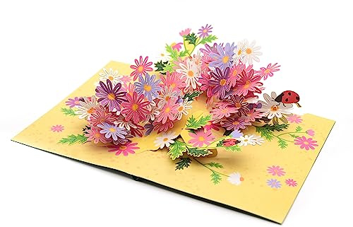 Daisy Garden Carte pop-up 3D « Thinking of You » faite à la main, cadeau pour maman, amie, grand-mère, carte de remerciement, carte d'anniversaire, carte de fête des mères