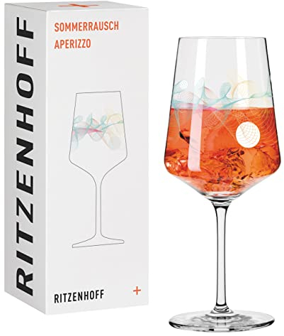 Ritzenhoff 2841014 Vaso de aperitivo 500 ml - Serie Sommerrausch nº 14 con espirales de colores - Made in Germany