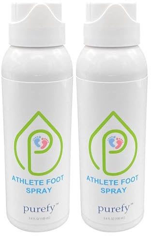 PUREFY Athlete Foot Airesol Spray for Skin (3.4oz, 2pk), Purefypro Dermal Technology, Natural Healing of Athlete Foot. Remove Odor. No Residue Clear Spray and Safe for Everyone