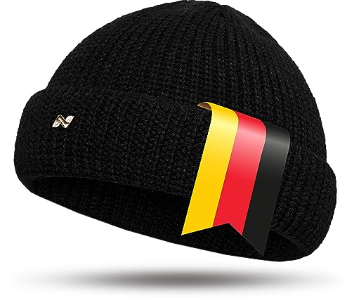NYTTED® Kurze Fisherman Beanie Herren & Damen I Made in Germany - Seemannsmütze aus 100% feinster Schurwolle I Fischermütze Herren & Damen I Docker Mütze