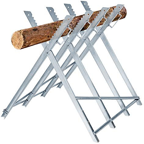 UISEBRT Sågbock för motorsågar trä, hopfällbar sågram 150 kg lastkapacitet, för träsågsarbete, motorsågbock ved, 82 x 80,5 x 79 cm, stål
