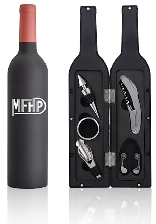 Juego de regalo de accesorios para abrebotellas de vino de lujo - Sacacorchos con corta cápsulas, anillo de goteo, vertedor y tapón de vino - Decoración para piso, casa y oficina - Regalos originales
