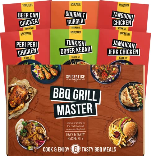 BBQ Seasoning, Rub & Marinades 6 Pack Gift Set - Includes Tandoori Chicken, Peri Peri, Beer Can Chicken, Jamaican Jerk, Turkish Doner & Gourmet Burger – 6 Handcrafted Premium BBQ Spice Cooking Kits