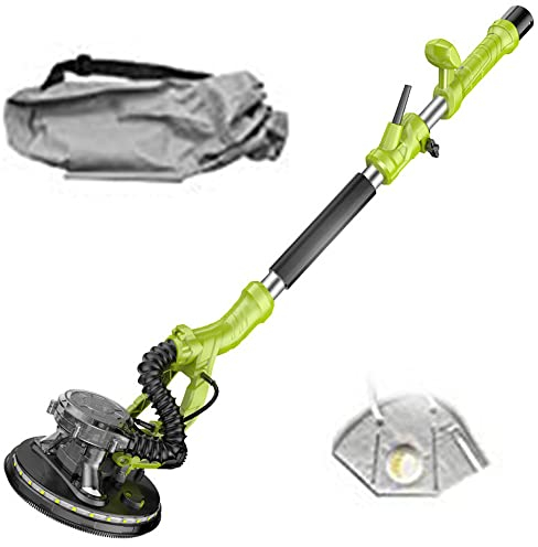 810 W Akku-Trockenbauschleifer 500~2100 U min. mit Staubbeutel, 130° drehbarer Kopf, 5-Fach einstellbare Geschwindigkeit, 98% Staubsammelrate, Baremetal-Green