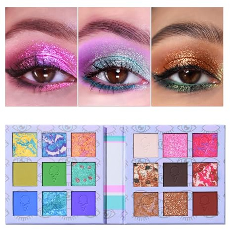 Eyes Cream Eyeshadow Palette - 18 Shades Colorful Eye Shadow Pallets for Women Highly Pigmented, Long Lasting, Matte Shimmer Glitter Finishes