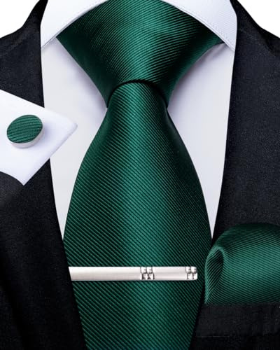 DiBanGu Einfarbig Krawatte für Herren formellen Seiden-krawatte und Einstecktuch Manschettenknöpfe Krawattenklammer Set für Hochzeit Party
