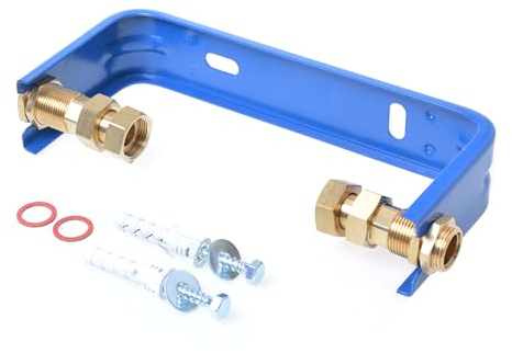 Aqbau® Vattenmätarhängare i set inkl. Skruvanslutning för vattenmätare, storlek 3/4 tum för vattenmätare 1/2 tum, vattenmätarset, anslutningssats, vattenmätare