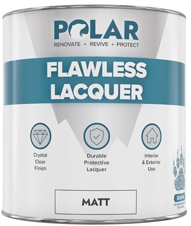 Polar Clear Lacquer Paint - 500ml | Matt Finish | Quick Drying & Durable Lacquer for Wood, Plastic, Metal, Concrete, Glass & Ceramics | Water Resistant Coating for Interior & Exterior Surfaces