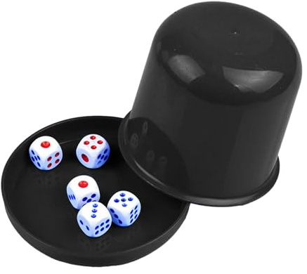 Zuasdvnk Dice Cup Set,Dice Cup with Lid | Funny Dice Cup Games, Dice Stacking Cup with 5 Dices, Family Dice Game for,