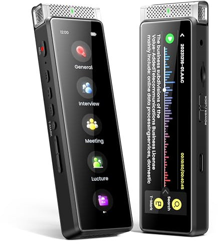 72GB Digital Voice Recorder with Playback, Innioasis R1 Full Touchscreen Voice Recorder with AI Intelligent Transcription and Bluetooth, Voice Activated Sound Audio Recorder Device with Mic (Silver)