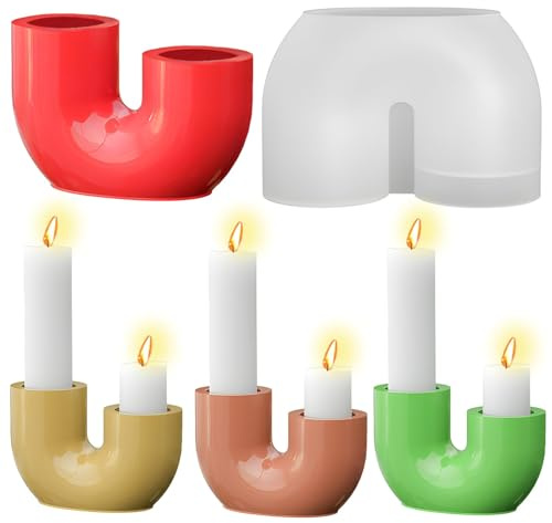 Silikonformen Gießformen Kerzenhalter, U-Form Silikonform Kerzenhalter, DIY Kerzenständer Gießform für Gips Gießen für Weihnachten Heimdekorationen