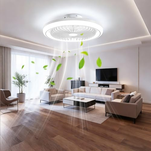 Bellanny 65W LED Deckenleuchte mit Ventilator, Ø47cm Deckenventilator mit Beleuchtung, 3000-6500K, 6 Windstufen Deckenlampe Dimmbar Fernbedienung&App, Moderne Smart-Lampe für Schlafzimmer Wohnzimmer
