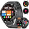 FOXBOX Montre Connectée Homme avec Appels Bluetooth, 120+ Modes Sportifs, Monitorage Fréquence Cardiaque/Calories/SpO2/Sommeil - Compatible Android et iOS 400mAh Noir