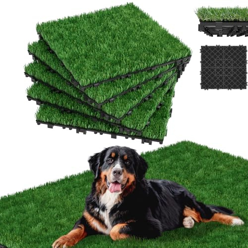 Froadp Gräsplattor, set med 11 stycken konstgräsmatta 30 x 30 cm, konstgräsmatta, gräsmatta, utomhus, 4 cm tjocka gräsplattor, eviggrön, gräsmatta, konstgjord gräsmatta, golvbeläggning för trädgård