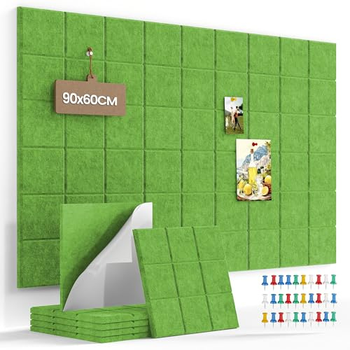 90x60cm Große Filz Pinnwand Selbstklebend: Extra Stark Klebend 6er Pack | Filzboard als Korkwand Alternative - Dekorative Fotowand and Memoboard - Pinnwand Modern für Büro Wanddekoration Kinderzimmer