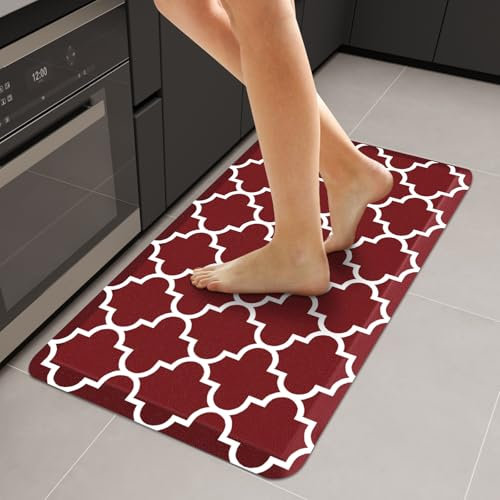 WISELIFE Anti-Ermüdungsmatte – 1,2 cm dicke Küchenmatte, rutschfest, wasserdicht, strapazierfähig, ergonomisch, Komfortmatte, langlebig für Zuhause, Büro, Waschbecken, Wäsche (50,8 x 99,1 cm, Rot)