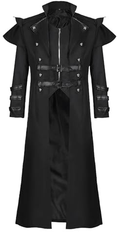 QEKFDOV Steampunk, giacca da uomo con cappuccio, stile gotico, stile medievale, retrò, rinascimentale, vittoriano, vintage, per Halloween, cosplay