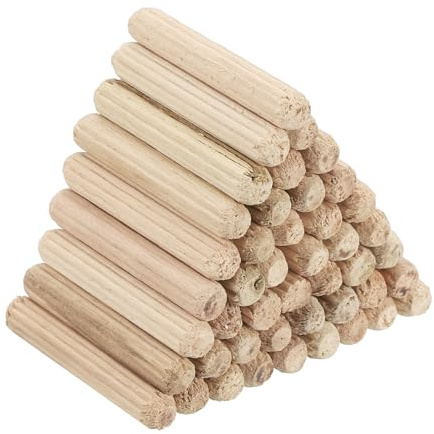 PATIKIL 60 Stück 5 x 30mm Holzdübel Set, Riffelholzdübel Holzstifte Dübel Set Gerillte Holzübelstifte Dübel Holz mit Rillen für Zimmerei Möbel Tür Kunsthandwerk Projekte