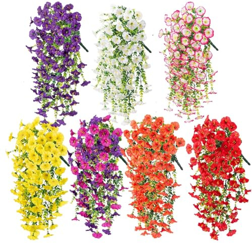 1000 Meters Kunstblumen Hängend, 20 Pieces Hängende Petunien Seidenblumen Hängeblumen Künstlich,Petunienhänger Petunien Kunstpflanzen Blumen,Künstliche Hängepflanzen Wie Echt Seidenblumen Hängepflanze