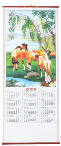 ARTIBETTER Chinesischer Wandkalender 2026, Tierkreis-pferdejahr, Rattan-schriftrolle, Monatsplaner Für Büro, Zuhause, Restaurant, Supermarkt, Für Neujahrsdekorationen