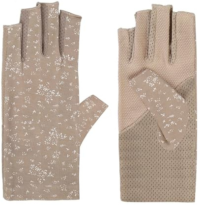 Jesustree Guanti Donna Senza Dita di Protezione Solare, 2 Paia Guanti da Guida Breve UV Protezione Antiscivolo Mittens per Ragazza Signora All'aperto Ciclismo Pesca Golf