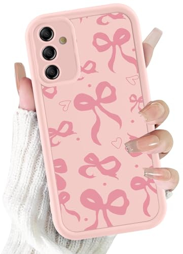 Kivlclri Handyhülle für Samsung Galaxy A16 5G Hülle 6,7, Aesthetic Rosa Schleifen Herz Muster Motiv Design für Mädchen Schutzhülle Kameraschutz Stoßfest Weiche Bunt Rosa Silikon TPU Bumper Case