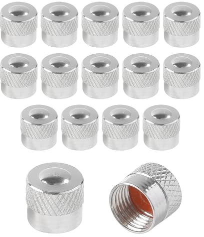Xibao 16PCS Tapones Rueda Coche,Tapas para Válvulas de Neumáticos,Tapones De Válvula De Metal con Anillo De Goma,Compatible con la Mayoría de Automóviles,Motocicletas,SUV,Vehículos Recreativos