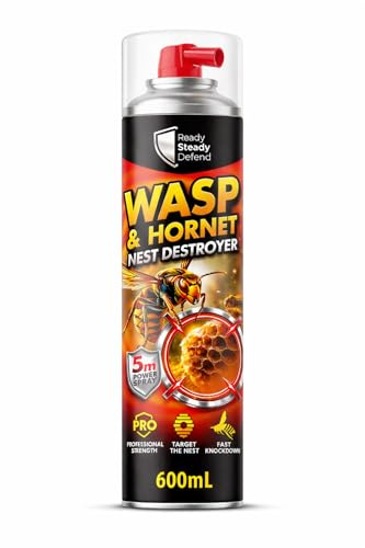 Wasp & Hornet Nest Destroyer 600ml - 5m Power Jet, Wasp & Hornet Nest Destroyer Aerosol, Professional Strength Fast Knockdown Insecticide for Indoor & Outdoor Nests Long Range Precision Treatment