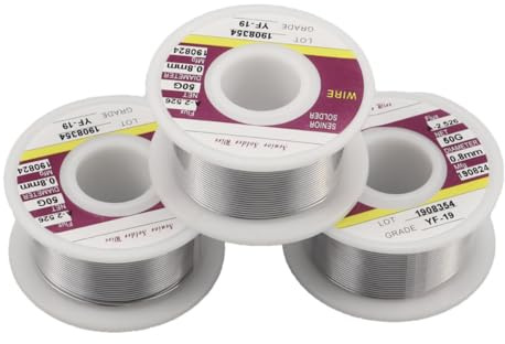 Lödtenn Ø 0,8 mm 60 % tenn lödtråd med kolofonikärna rosin kärna flux idealisk för elektriska lödjärn lödkolv reparationer (3 st x 50 g)
