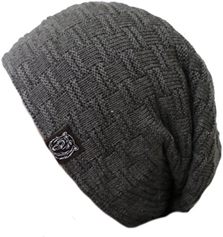 k.A. Beanie XXL Long Slouch Beanie Unisex gefüttert Farbauswahl (Dunkelgrau)