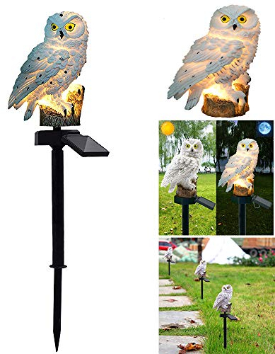 ALLOMN Solaire Lampe de Pelouse, Lampe de Décoration de Jardin Lumière Solaire Extérieure Imperméable Chemin Pelouse Cour Lampes de Jardin Owl Design (Blanc)