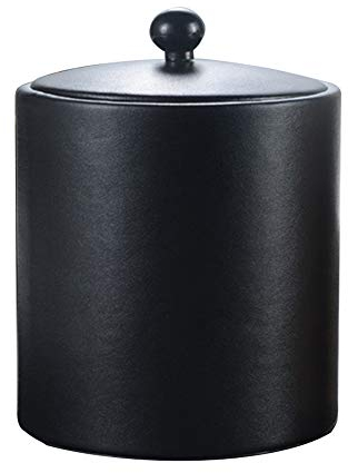 IC&EO Seau à Glace avec Couvercle Et Pinces,Pas De Fuites Isotherme Seau à Champagne Bac à Glaçons Refroidisseur à Vin Rafraîchisseur De Bouteille Fête Bar Plein Air Barbecues-Noir 14x19cm(6x7inch)