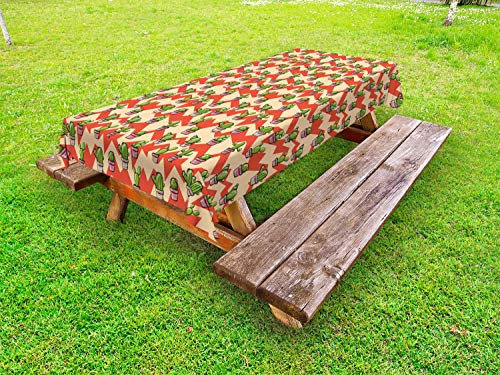 ABAKUHAUS Cactus Nappe Extérieure, Zigzag Contexte Plante, Nappe de Table de Pique-Nique Lavable et Décorative, 145 cm x 210 cm, Multicolore