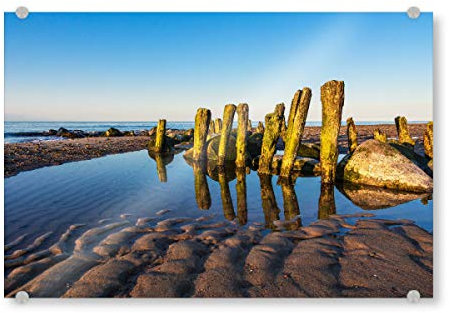 artboxONE Acrylglasbild 120x80 cm Natur Buhne am Strand bei Kühlungsborn - Bild ostsee buk Himmel
