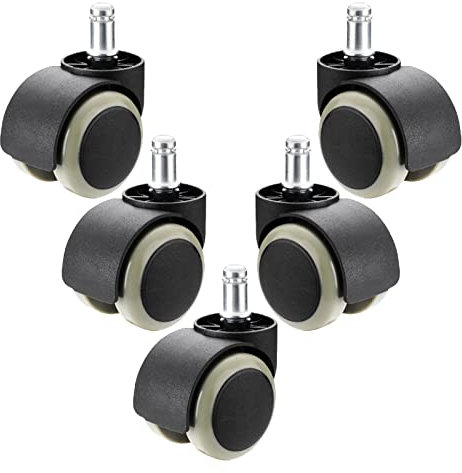 Lenkrollen 50mm, Stuhlersatz-schwenkrollen, Nylon- Und PVC-gummirollen, Schwarz/Grau, Bürostuhl-lenkrollen, Schwerlastrollen, Ohne Bremse, 5 Stück,Grey-Circlip